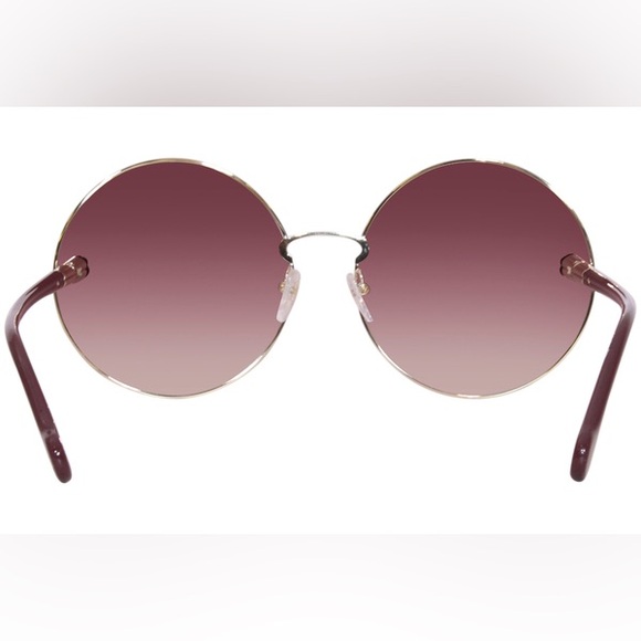 NWOT Salvatore Ferragamo Wine Round Sunglasses SF189S 742 Gold/Wine - Picture 4 of 13